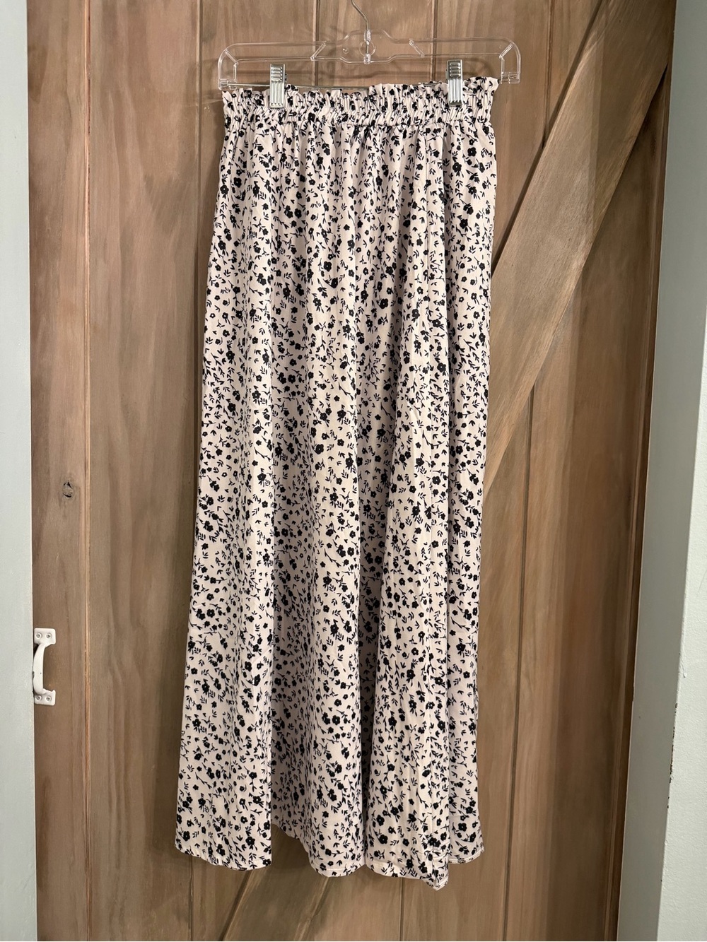 Women's Cream Floral Print Maxi Skirt